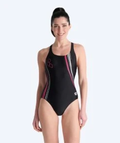 Arena Svømmedrakt Til Damer - V Back Graphic - Svart/lyseblå