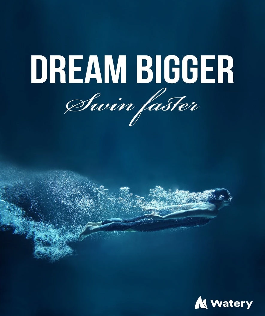 Watery Svømmeplakat - Dream Bigger - Swim Faster - Bilde 3