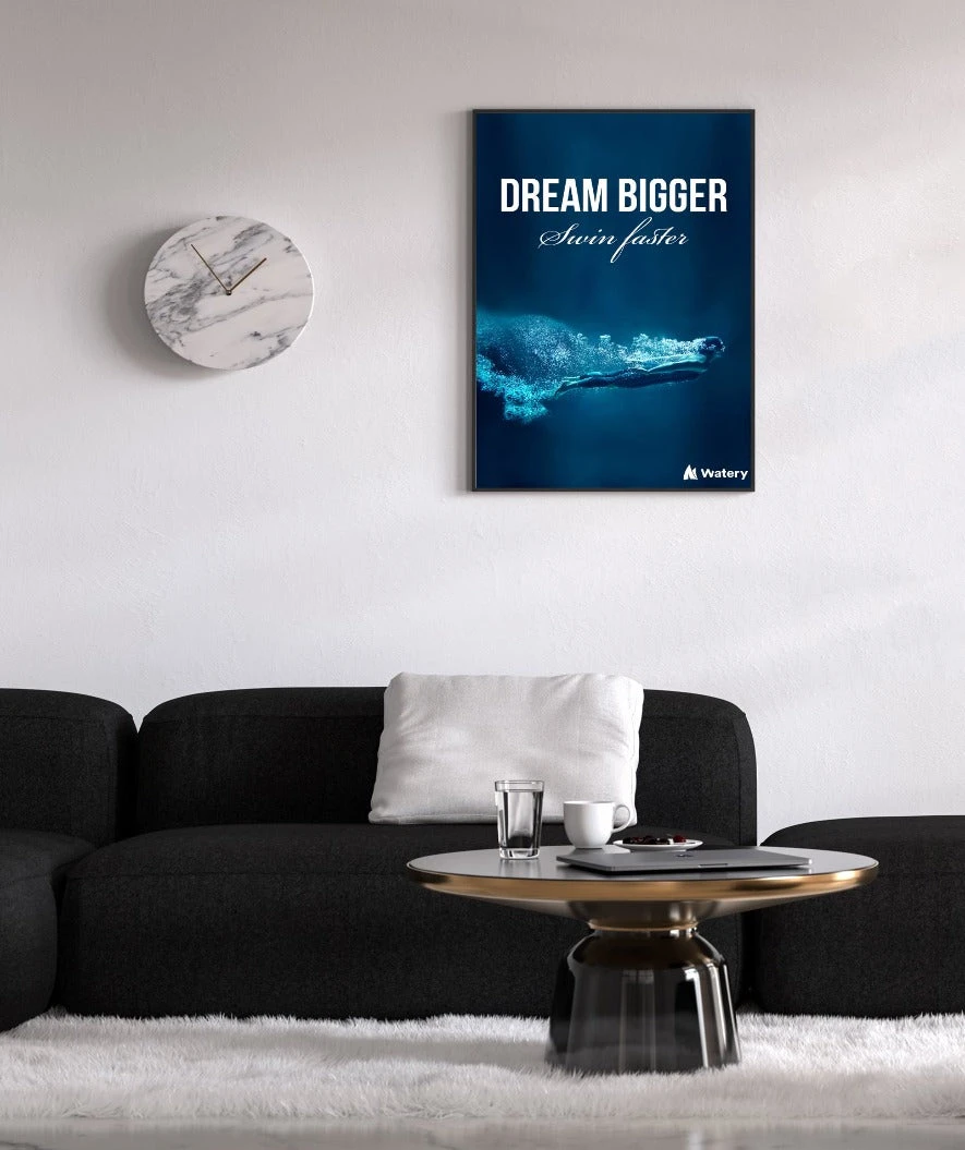 Watery Svømmeplakat - Dream Bigger - Swim Faster - Bilde 2
